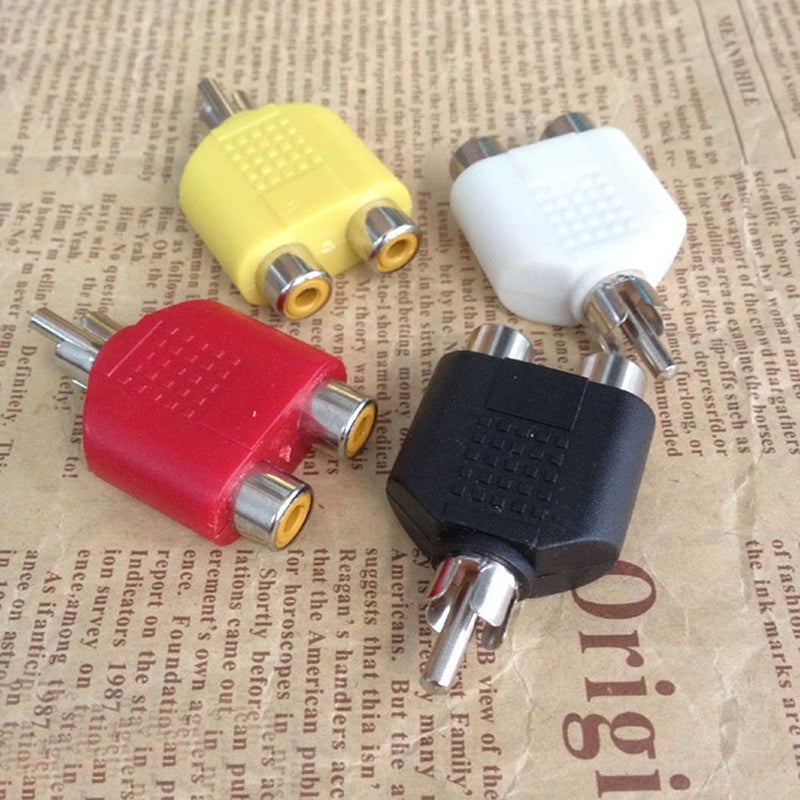 4 clors/set RCA Y Splitter AV Audio Video Plug Converter 1-Male to 2-Female Cable Adapter